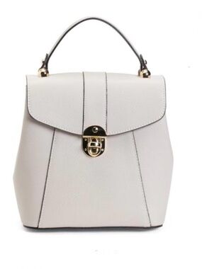 CHEVAL Made In Italy Leather Convertible Backpack With Gold Hardware